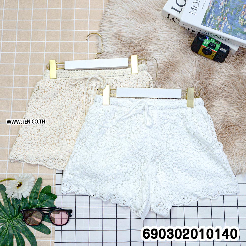 Floral Crochet Lace Shorts กางเกงขาสั้นลูกไม้ถักลายดอกไม้-690302010140