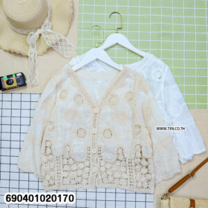 free size cotton blouse for summer with ruffle sleeves and breathable cotton fabric