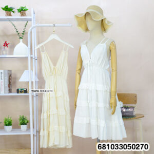 Deep V-Neck Double Strap Tiered Mini Dress-681033050270