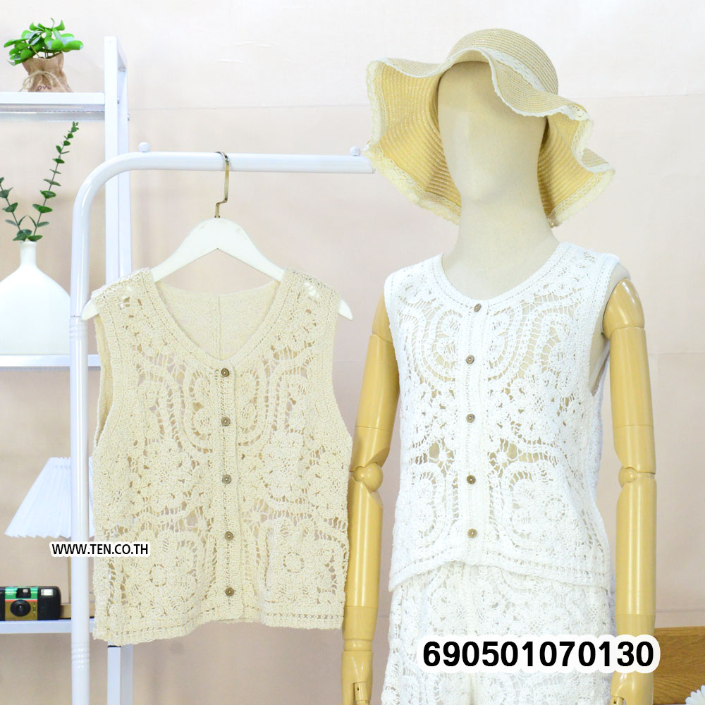 Crochet Baroque Lace Buttoned Vest-690501060130