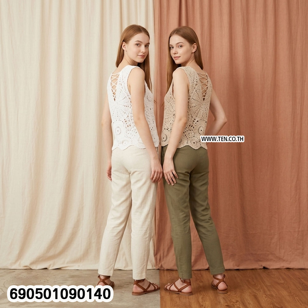 Lace-Up Back Crochet Sleeveless Top-690501090140 - Image 3