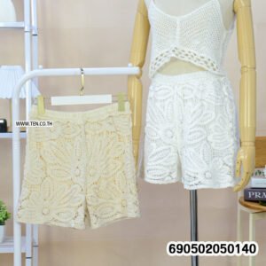 Leaf & Floral Crochet Summer Shorts-690502050140