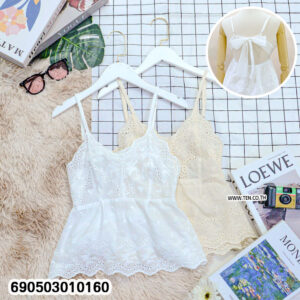 Women's Cotton Tie Back Tank Top with breathable cotton fabric, free size back tie fit, sleeveless shape, and relaxed summer style.