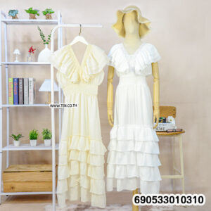 Women's Cotton Summer Resort Dress with breathable cotton fabric, free size fit, flowy skirt, and relaxed beach fashion style.