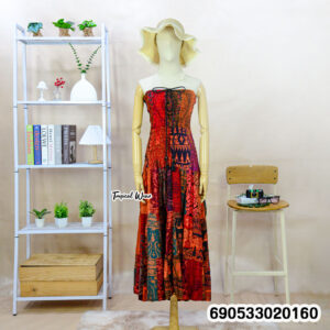 Alternative view of Boho Patchwork Print Smocked Tube Maxi Dress-690533020160