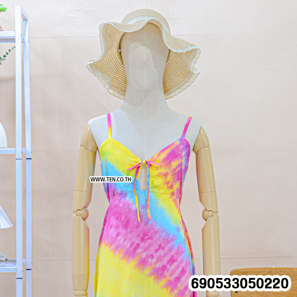 Pastel Rainbow Tie-Dye Cutout Backless Dress-มินิเดรสชายหาดสีพาสเทล เดรสแฟชั่นน่ารักๆ -690533050220 - Image 5