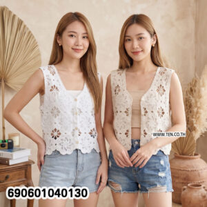 Korean Style Crochet Floral Vest เสื้อกั๊กโครเชต์ลายดอกไม้ สไตล์เกาหลี - 690601040130