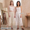 Crochet Lace Trim Embroidered Pants กางเกงปักลาย แต่งขอบลูกไม้โครเชต์ - 690602010250