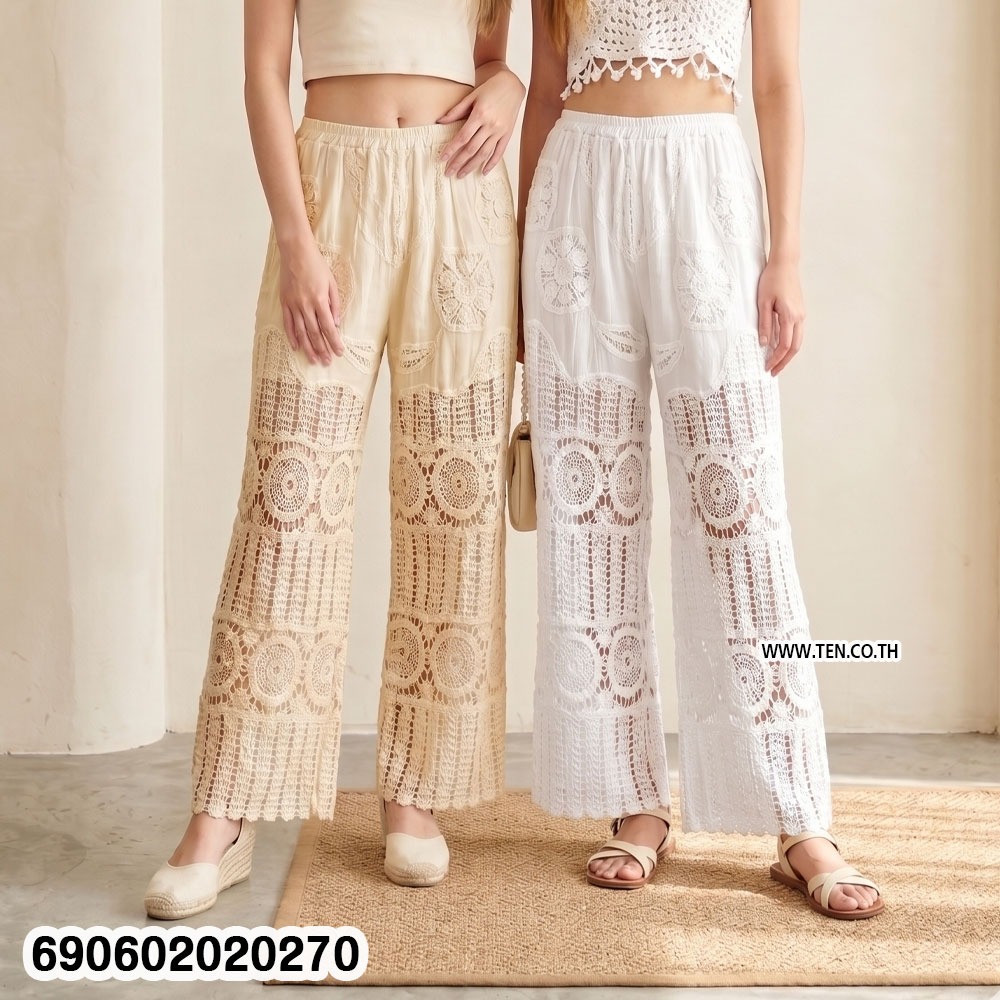 Women's Handmade Crochet Lace Pants กางเกงลูกไม้ถักโครเชต์ผู้หญิง - 690602020270