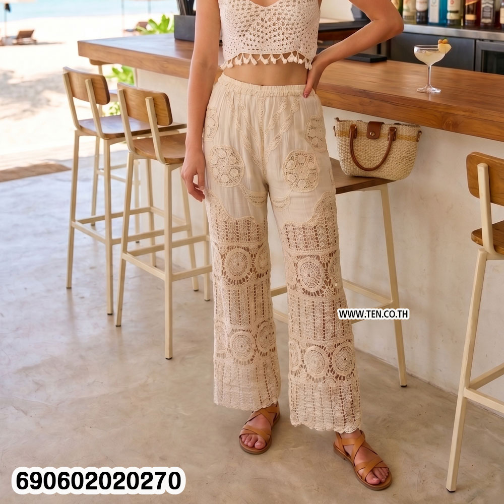 Women's Handmade Crochet Lace Pants กางเกงลูกไม้ถักโครเชต์ผู้หญิง - 690602020270 - Image 2