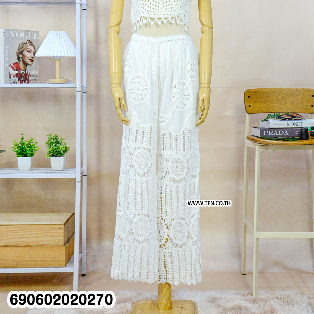 Women's Handmade Crochet Lace Pants กางเกงลูกไม้ถักโครเชต์ผู้หญิง - 690602020270 - Image 4