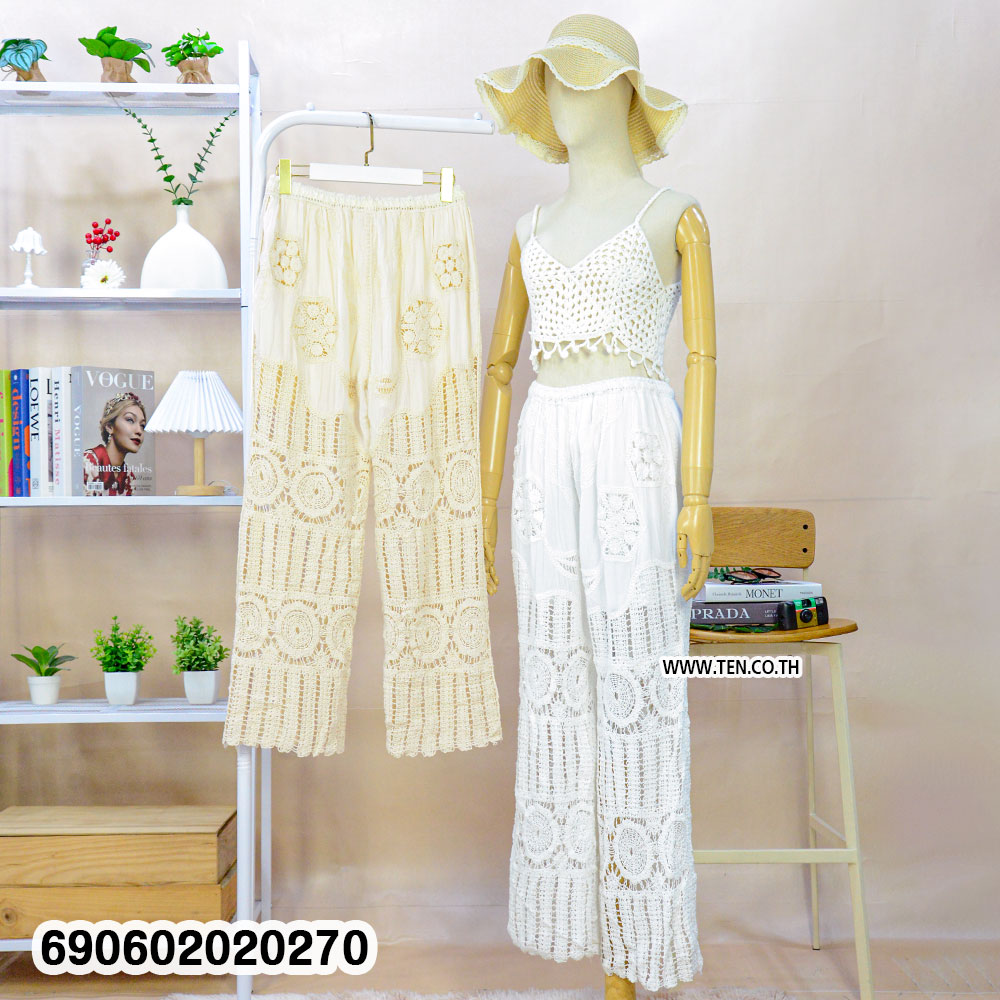 Women's Handmade Crochet Lace Pants กางเกงลูกไม้ถักโครเชต์ผู้หญิง - 690602020270 - Image 3