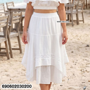 Alternative view of Romantic Lace Trim Flowy Maxi Skirt กระโปรงยาวพลิ้วแต่งลูกไม้สไตล์โรแมนติก - 690602030200