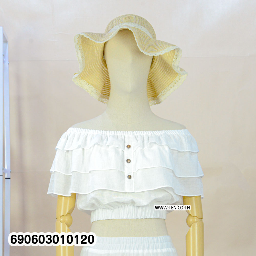 Romantic Ruffle Crop Top with Button Detail เสื้อครอประบายหวานแต่งกระดุมหน้า - 690603010120 - Image 4