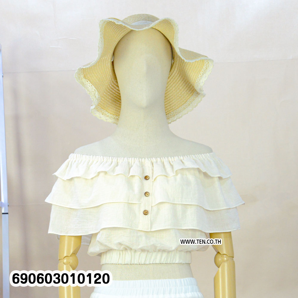 Romantic Ruffle Crop Top with Button Detail เสื้อครอประบายหวานแต่งกระดุมหน้า - 690603010120 - Image 5