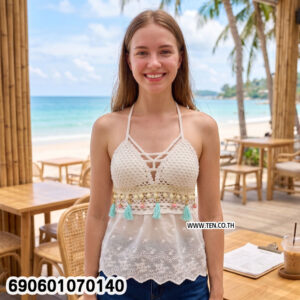 Alternative view of Crochet Lace Tank Top Boho Resort & Summer Style เสื้อถักโครเชต์สายเดี่ยว แต่งลูกไม้ สไตล์รีสอร์ท ซัมเมอร์ - 690601070140