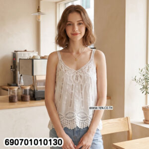 Alternative view of Embroidered Lace Tank Top Women's Casual Summer Blouse เสื้อสายเดี่ยวปักลูกไม้ แฟชั่นผู้หญิง ลุคหวาน ใส่สบาย - 690701010130