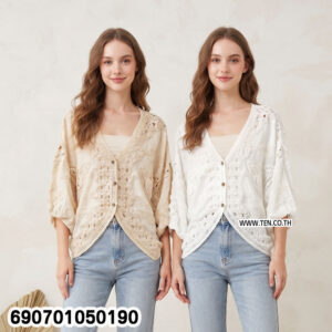 Women's Lace Cardigan Butterfly Embroidered Crochet เสื้อคลุมลูกไม้ผู้หญิง ปักลายผีเสื้อ แต่งโครเชต์ - 690701050190