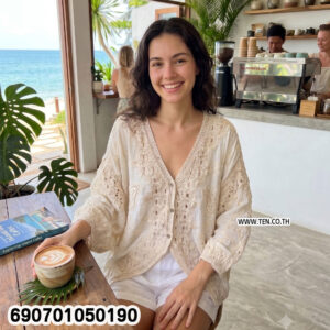 Alternative view of Women's Lace Cardigan Butterfly Embroidered Crochet เสื้อคลุมลูกไม้ผู้หญิง ปักลายผีเสื้อ แต่งโครเชต์ - 690701050190