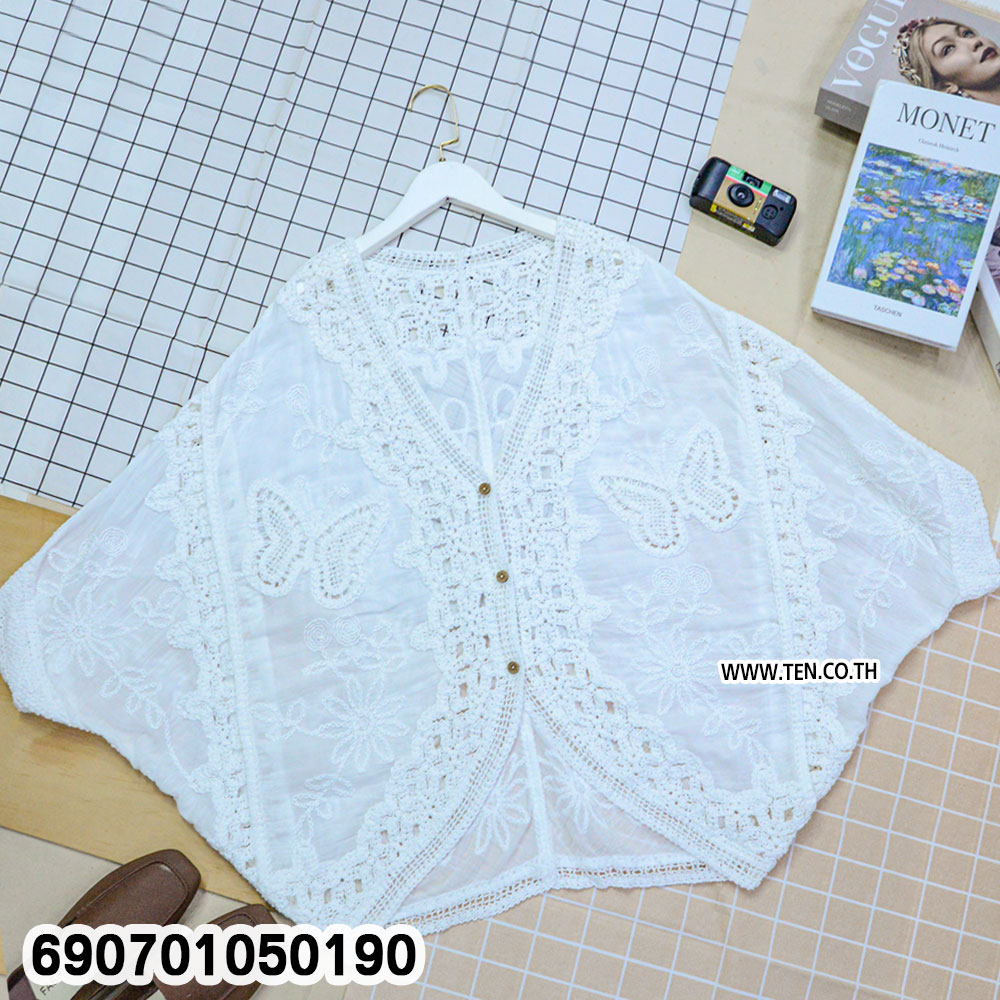 Women's Lace Cardigan Butterfly Embroidered Crochet เสื้อคลุมลูกไม้ผู้หญิง ปักลายผีเสื้อ แต่งโครเชต์ - 690701050190 - Image 5