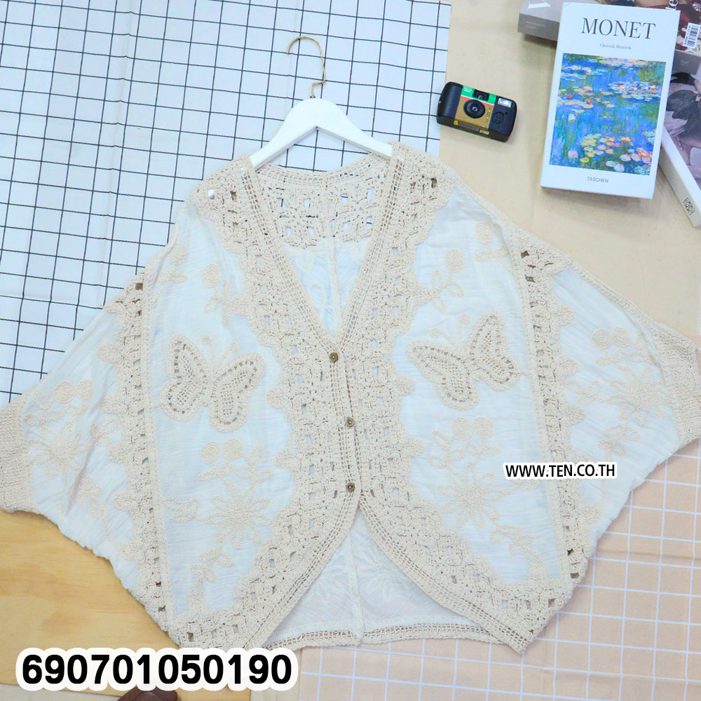 Women's Lace Cardigan Butterfly Embroidered Crochet เสื้อคลุมลูกไม้ผู้หญิง ปักลายผีเสื้อ แต่งโครเชต์ - 690701050190 - Image 4