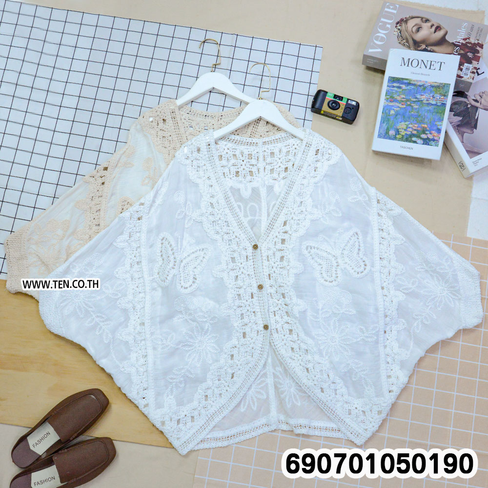 Women's Lace Cardigan Butterfly Embroidered Crochet เสื้อคลุมลูกไม้ผู้หญิง ปักลายผีเสื้อ แต่งโครเชต์ - 690701050190 - Image 3