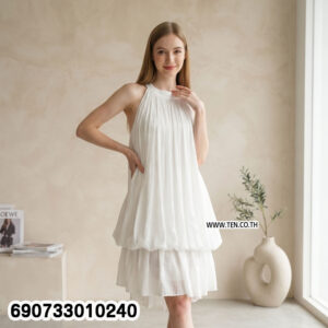 Alternative view of Sleeveless Halter Dress Elegant Casual Summer Wear เดรสแขนกุดคอคล้อง ดีไซน์เรียบหรู ใส่สบาย - 690733010240
