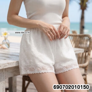 Alternative view of Women's Eyelet Embroidery Shorts Elastic Waist Beach Shorts กางเกงขาสั้นปักฉลุผู้หญิง สไตล์รีสอร์ท - 690702010150