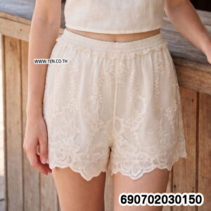 Bohemian Eyelet Lace Shorts กางเกงขาสั้นลูกไม้ฉลุปักลาย โบฮีเมียน - 690702030150