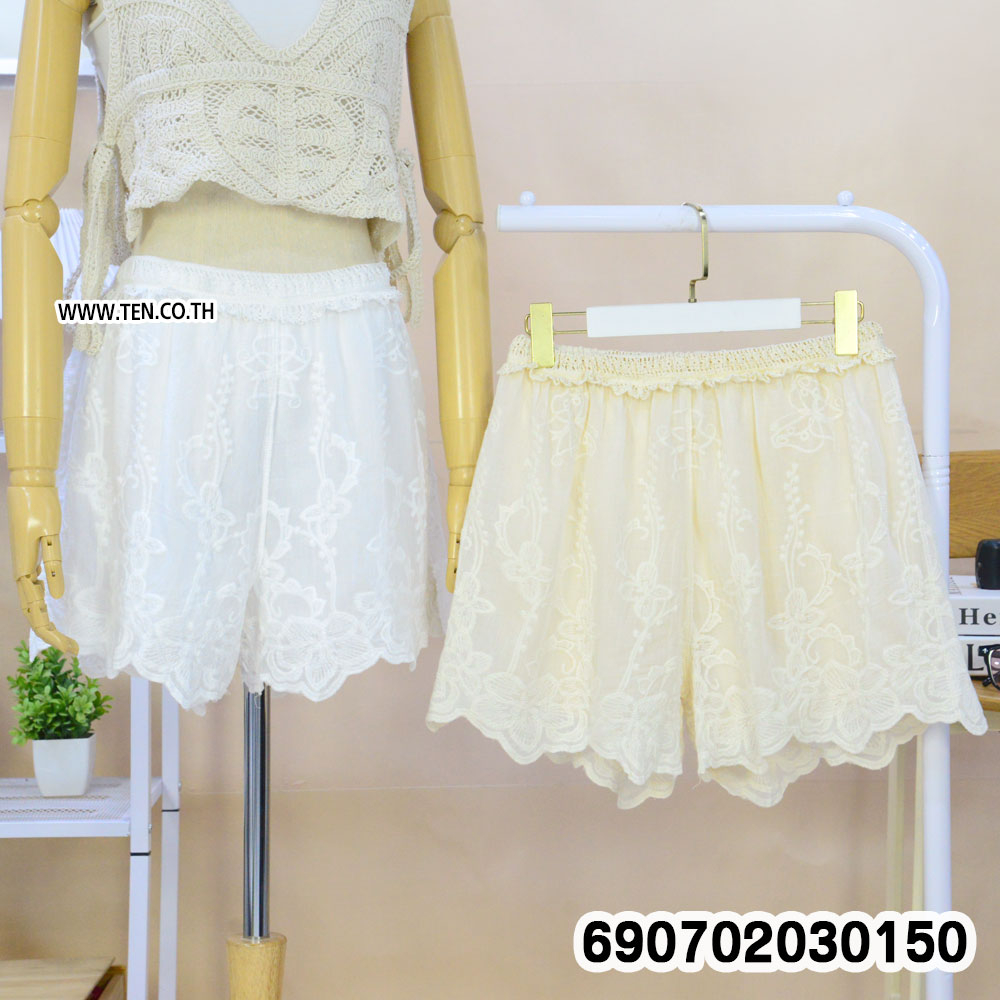 Bohemian Eyelet Lace Shorts กางเกงขาสั้นลูกไม้ฉลุปักลาย โบฮีเมียน - 690702030150 - Image 3