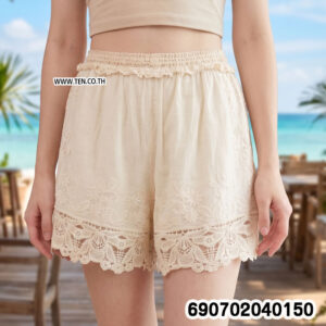 Alternative view of Floral Embroidered Lace Trim Shorts กางเกงขาสั้นปักลายดอก แต่งชายลูกไม้ - 690702040150