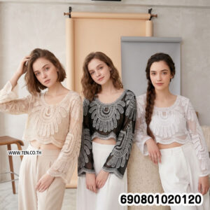 Sheer Lace Beach Cover-Up เสื้อคลุมลูกไม้ซีทรู ปักลายฉลุ - 690801020120