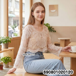 Alternative view of Sheer Lace Beach Cover-Up เสื้อคลุมลูกไม้ซีทรู ปักลายฉลุ - 690801020120
