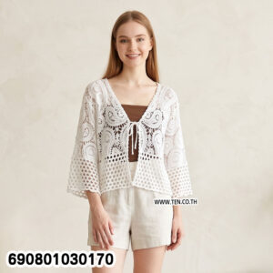 Alternative view of Boho Crochet Knit Beach Cover-Up เสื้อคลุมตัวสั้นถักลายฉลุ สไตล์โบฮีเมียน - 690801030170