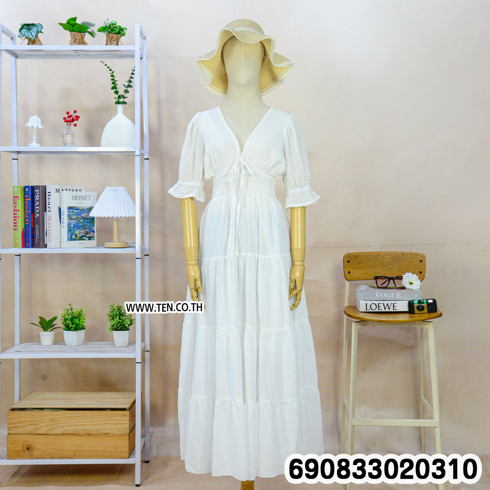 Boho Puff Sleeve Summer Maxi Dress ชุดเดรสยาวแขนตุ๊กตา สไตล์โบฮีเมียน - 690833020310 - Image 5