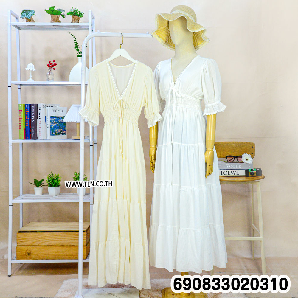 Boho Puff Sleeve Summer Maxi Dress ชุดเดรสยาวแขนตุ๊กตา สไตล์โบฮีเมียน - 690833020310 - Image 3