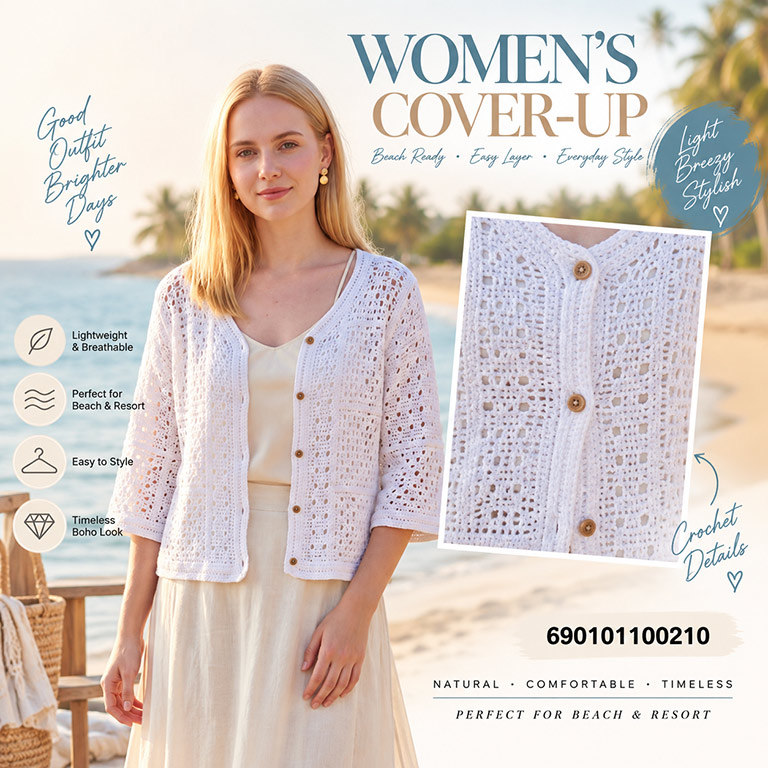 เสื้อคลุมผู้หญิง Women’s Cover-Ups สไตล์โครเชต์และ Beachwear สำหรับวันเที่ยวทะเล