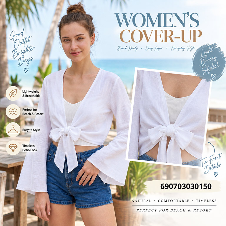 เสื้อคลุมผู้หญิง Women’s Cover-Ups สไตล์โครเชต์และ Beachwear สำหรับวันเที่ยวทะเล