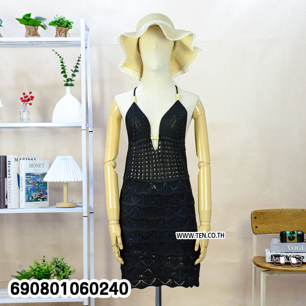 Summer Halter Crochet Beach Dress ชุดเดรสถักโครเชต์ สายคล้องคอ ลุคซัมเมอร์ - 690801060240 - Image 4