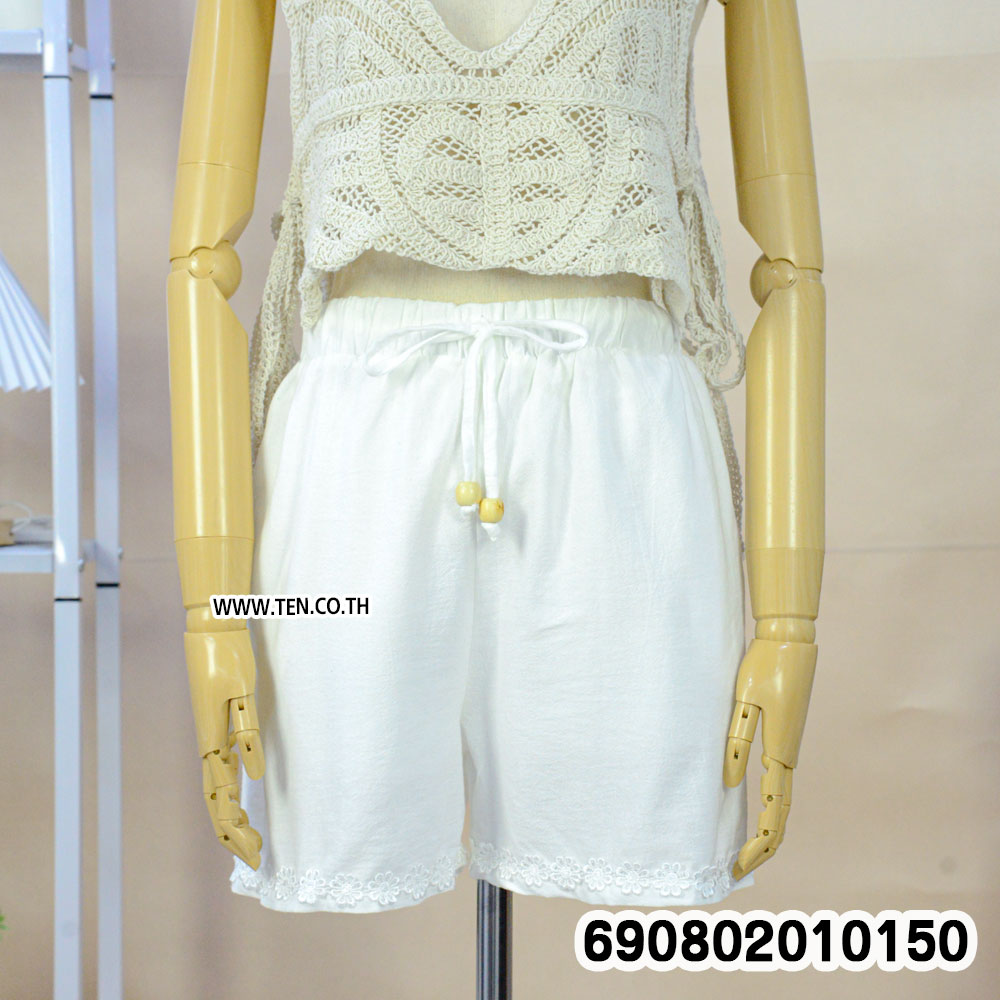 Lace Trim Beach Drawstring Shorts กางเกงขาสั้นเอวผูก ชายแต่งลูกไม้ - 690802010150 - Image 8