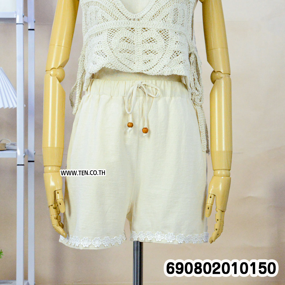 Lace Trim Beach Drawstring Shorts กางเกงขาสั้นเอวผูก ชายแต่งลูกไม้ - 690802010150 - Image 7