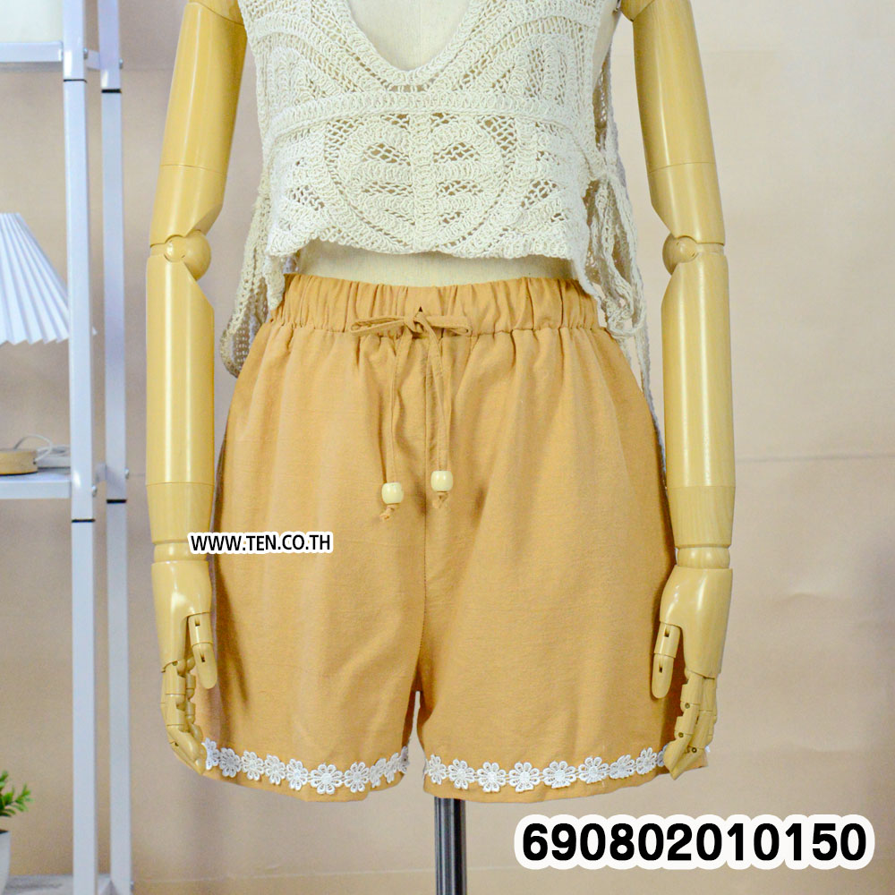 Lace Trim Beach Drawstring Shorts กางเกงขาสั้นเอวผูก ชายแต่งลูกไม้ - 690802010150 - Image 6