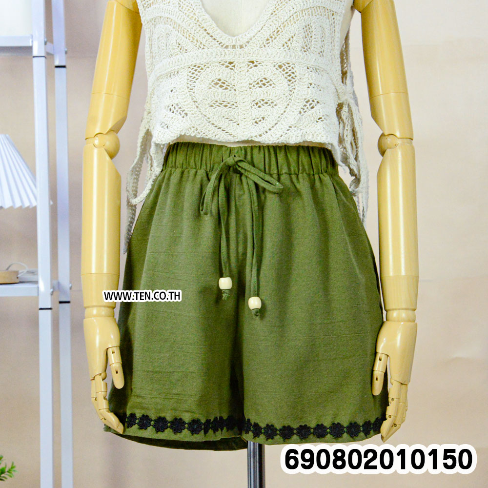 Lace Trim Beach Drawstring Shorts กางเกงขาสั้นเอวผูก ชายแต่งลูกไม้ - 690802010150 - Image 5