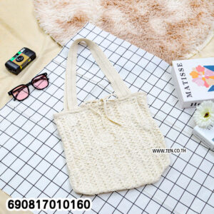 Alternative view of Beach Crochet Shoulder Bag with Tie Closure กระเป๋าสะพายข้างถักโครเชต์ ลุคเที่ยวทะเล มินิมอล - 690817010160