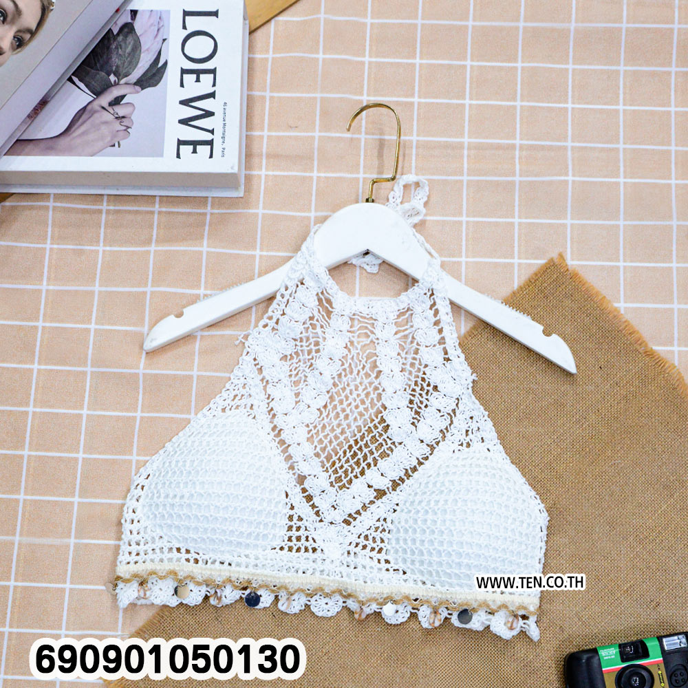 Summer Crochet High Neck Halter Top เสื้อถักคล้องคอทรงไฮเน็ค ลุคซัมเมอร์ - 690901050130 - Image 6