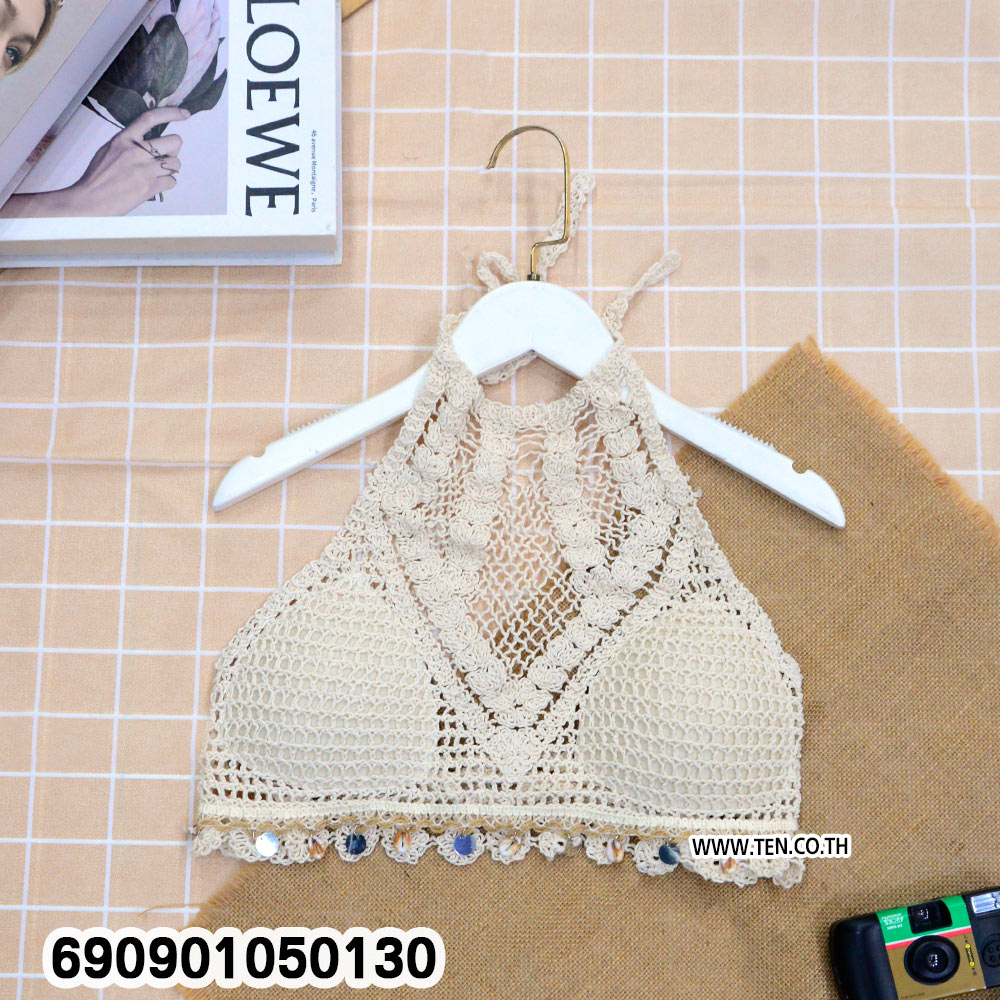 Summer Crochet High Neck Halter Top เสื้อถักคล้องคอทรงไฮเน็ค ลุคซัมเมอร์ - 690901050130 - Image 5