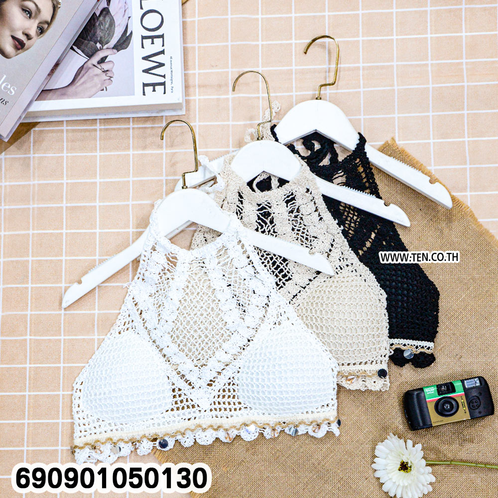 Summer Crochet High Neck Halter Top เสื้อถักคล้องคอทรงไฮเน็ค ลุคซัมเมอร์ - 690901050130 - Image 3