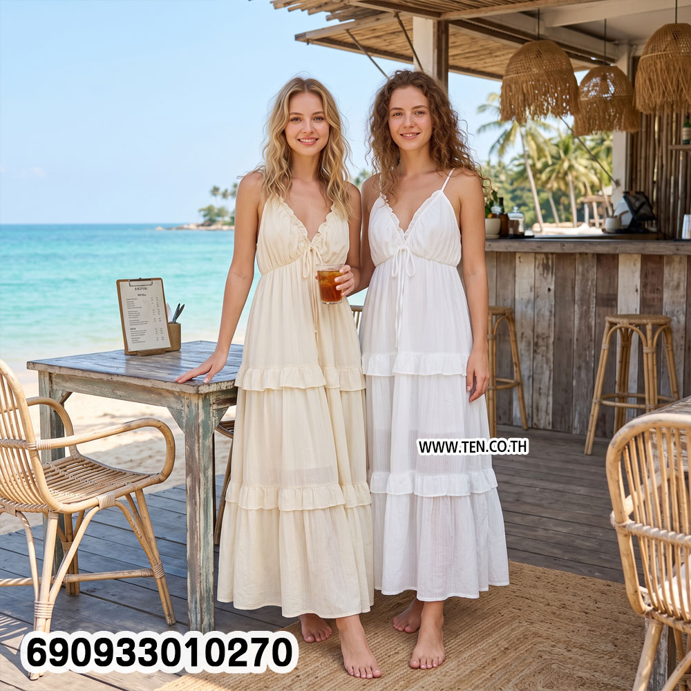 Summer Tiered Ruffle Camisole Dress เดรสสายเดี่ยวแต่งระบายชั้น ลุคซัมเมอร์รีสอร์ท - 690933010270