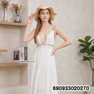Alternative view of Summer Backless Tiered Resort Dress เดรสสายเดี่ยวเปิดหลัง แต่งระบายชั้น ลุคซัมเมอร์ - 690933020270
