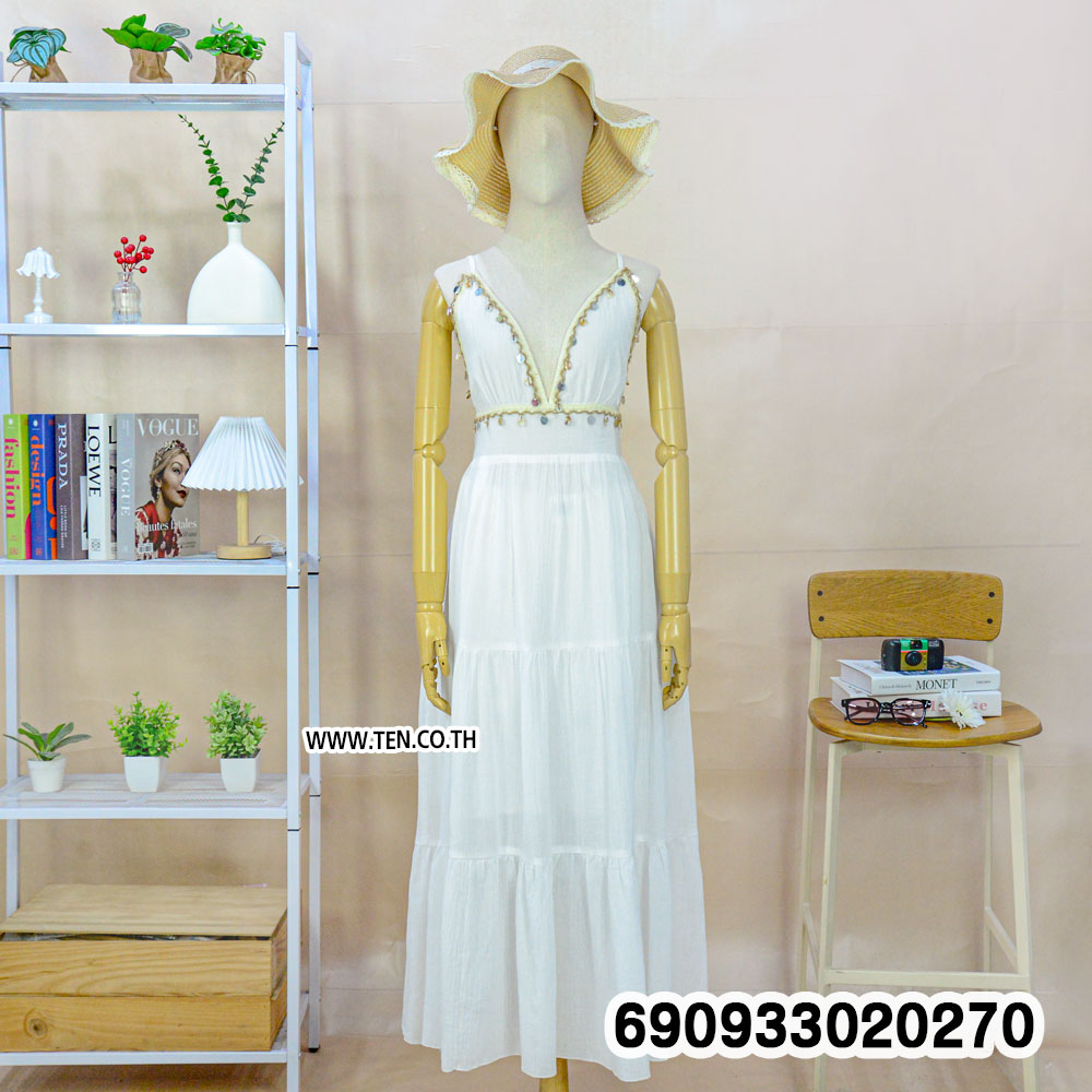 Summer Backless Tiered Resort Dress เดรสสายเดี่ยวเปิดหลัง แต่งระบายชั้น ลุคซัมเมอร์ - 690933020270 - Image 4